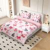 3pcs Pink Christmas Printed Chipless Bedding Set Bedroom Dormitory 1 Duvet Cover+2 Pillowcases Multi Size Machine Washable Set