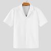 INCERUN Oversized Men Lapel Neck Short Sleeve Texture Buttons Up Casual Shirts