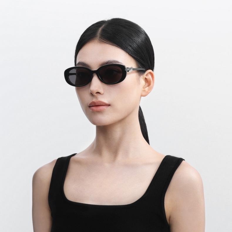 Women's High-End Retro Oval Sunglasses with UV Protection - Ni Ni Cai Wenjing Style