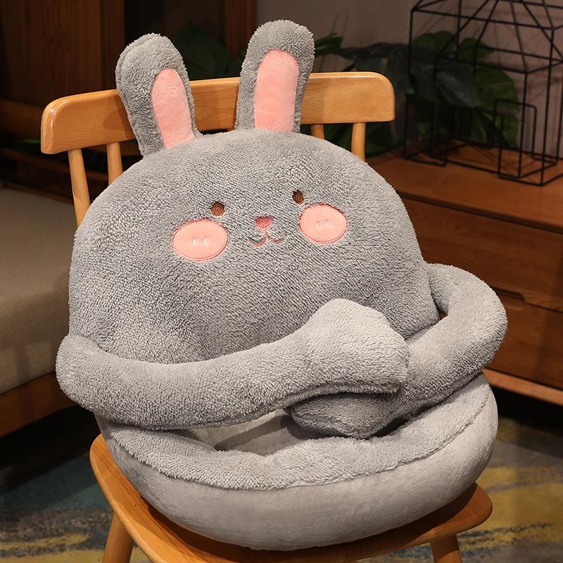 

Мягкая плюшевая подушка для сиденья в виде животного из мультфильма, подушка для стула, плюшевая игрушка в виде кролика, кукла, диван, коврик для пола, домашний декор, креативные подарки 50X45X55cm серый