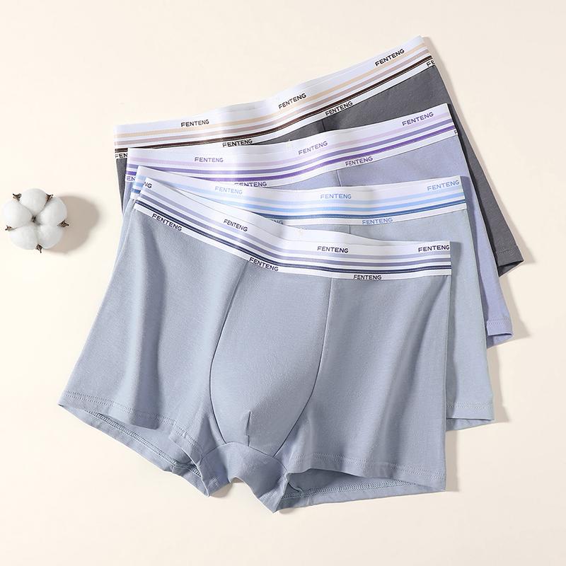 Fenteng [Xinjiang Cotton] 4-Pack Soft and Breathable Sports Flat Pants with Four Corners Shorts Men's Underwear
