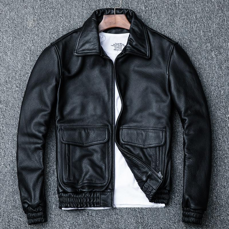 PU Leather Jacket Men's Flight Suit Lapel Leather Jacket New Large Size Jacket