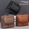 Mens Travel Toiletry Bag With Waterproof Pu Material Double Layer Large Capacity For Business And Daily Use