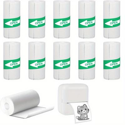 5/10 Rolls of Mini Printer Self-adhesive Paper Self-adhesive Paper White Thermal Paper Printer Labels Stickers
