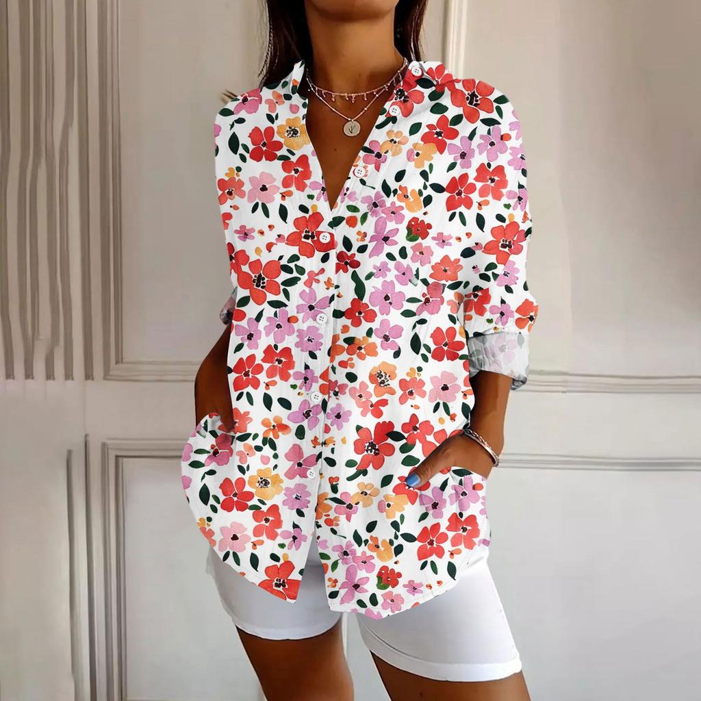 Womens Button Down Shirt Long Sleeve Shirts For Women Print Graphic Blouse Top