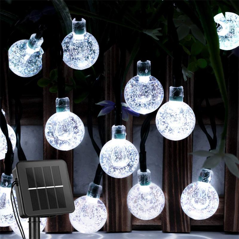 Lanterne solaire en forme de boule de cristal pour l'extérieur, guirlande lumineuse de Noël, décoration de jardin, guirlande lumineuse LED