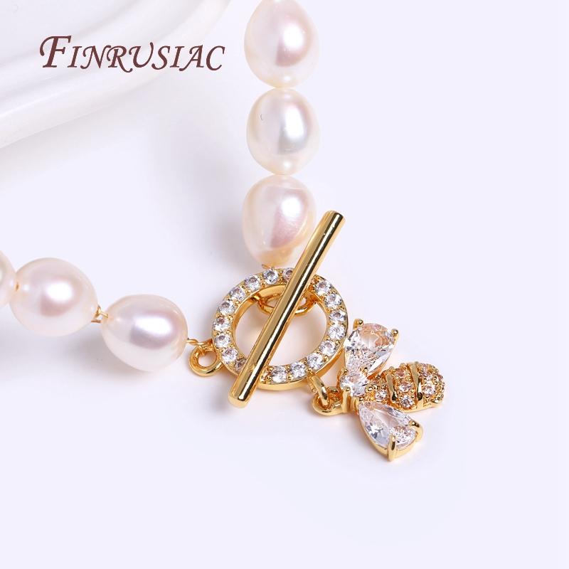 18K Gold Plated Bee OT Toggle Clasps For Necklace Components,Cubic Zirconia Round Toggle Clasps DIY Jewelry Making Supplies