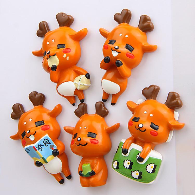 Cute Cartoon Reading Drinking Tea Eating Food Deer Magnetic Decor Refrigerator