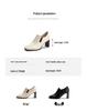 Women's Fashion Chunky Heel Slip-On Square Toe High Heels - British Style Leather Shoes for Autumn/Winter 2025