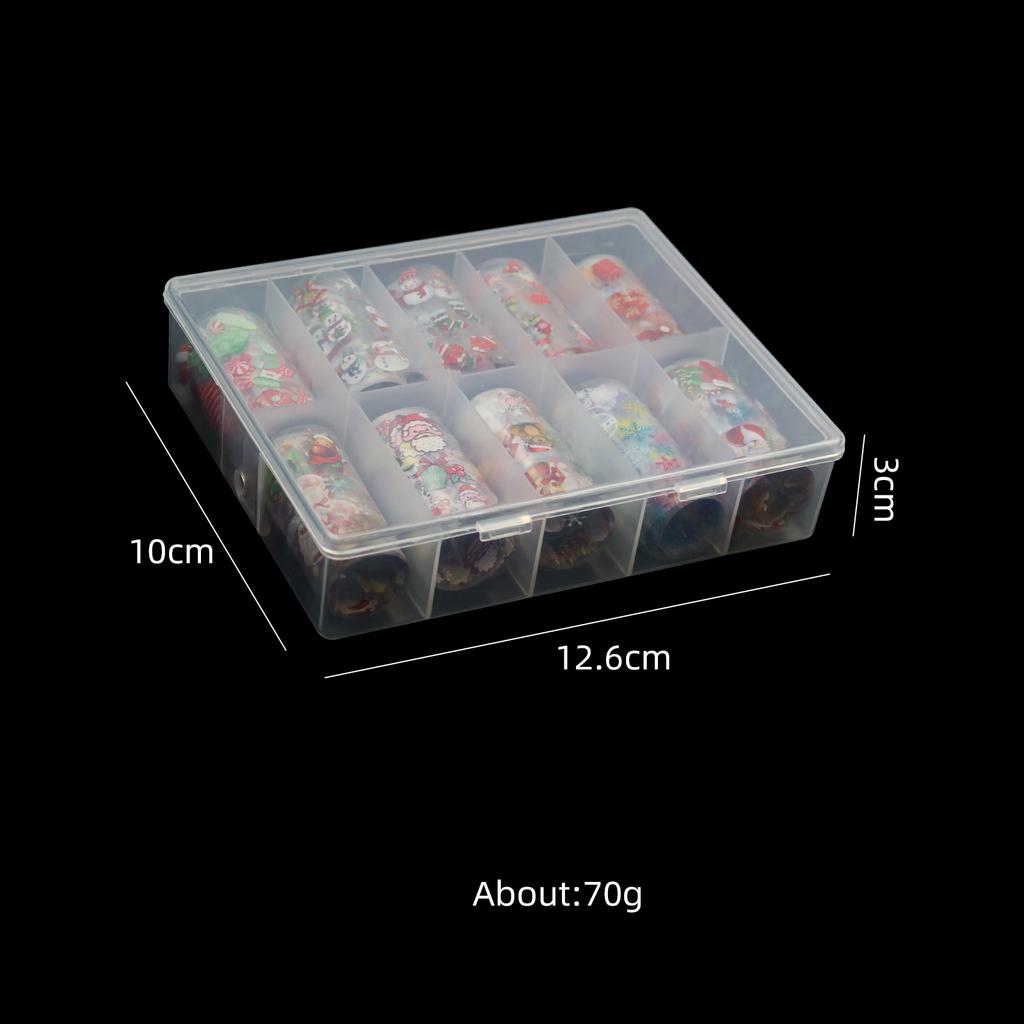 10 Rolls Boxed Christmas Nail Transfer Foil Paper Sticker Boots Santa Hat Snowflake Nail Art Foils DIY Kawaii Nail Decal