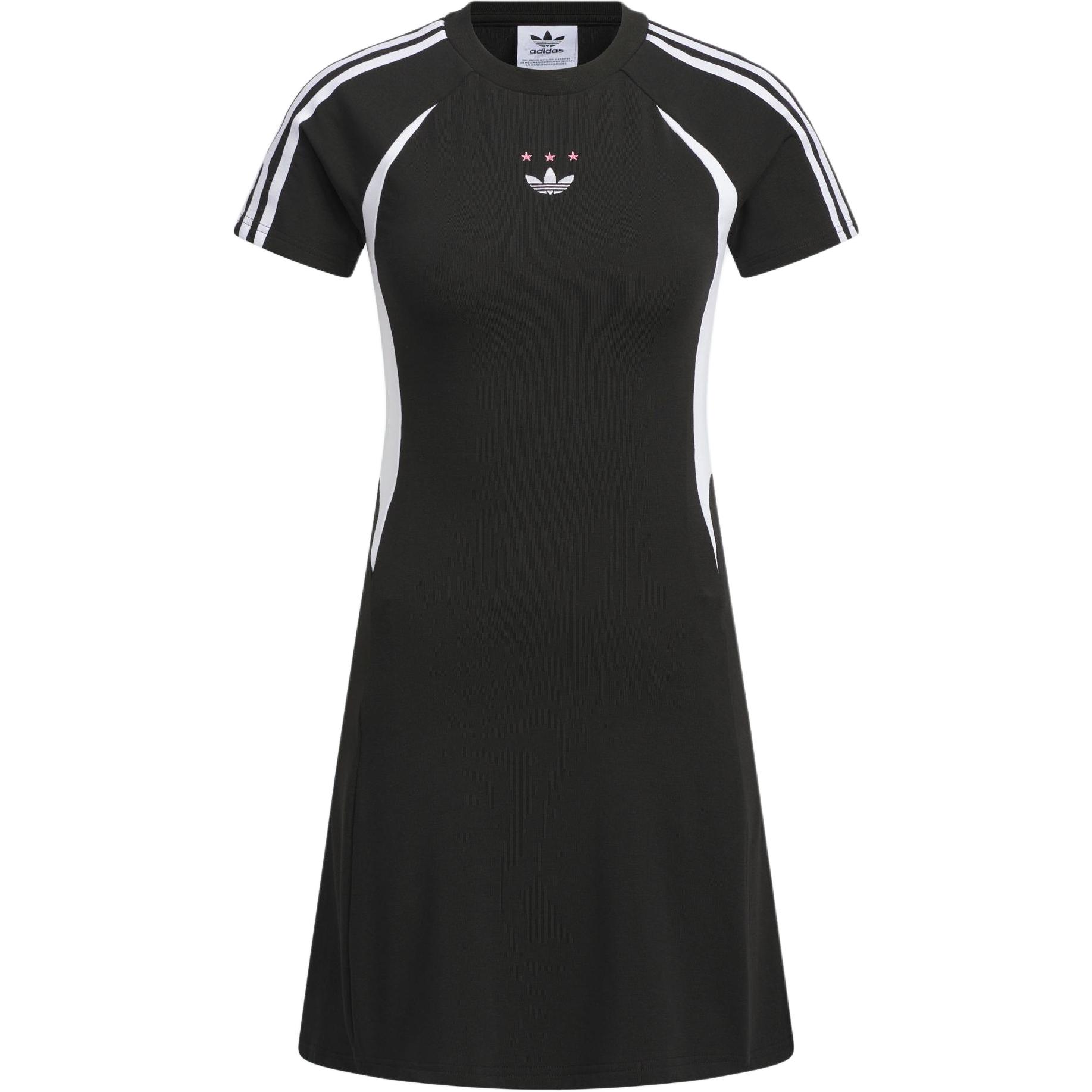 adidas Originals Women s Elastic Waist A-line Dress Black JD1135 S