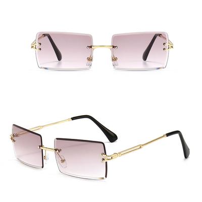 Hochwertige Trendige Randlose Entspiegelte Sonnenbrille Beliebte Mode Rechteckige Brille Damen UV400 Handgefertigt