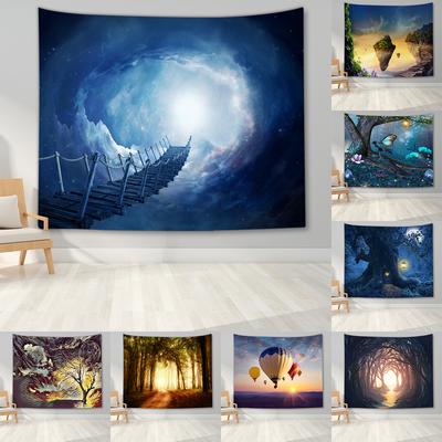 Natural Landscape Printed Tapestry Wallcovering Forest Tapestry Wall Hanging Polyester Fabric Decorative Fantasy Tapestry
