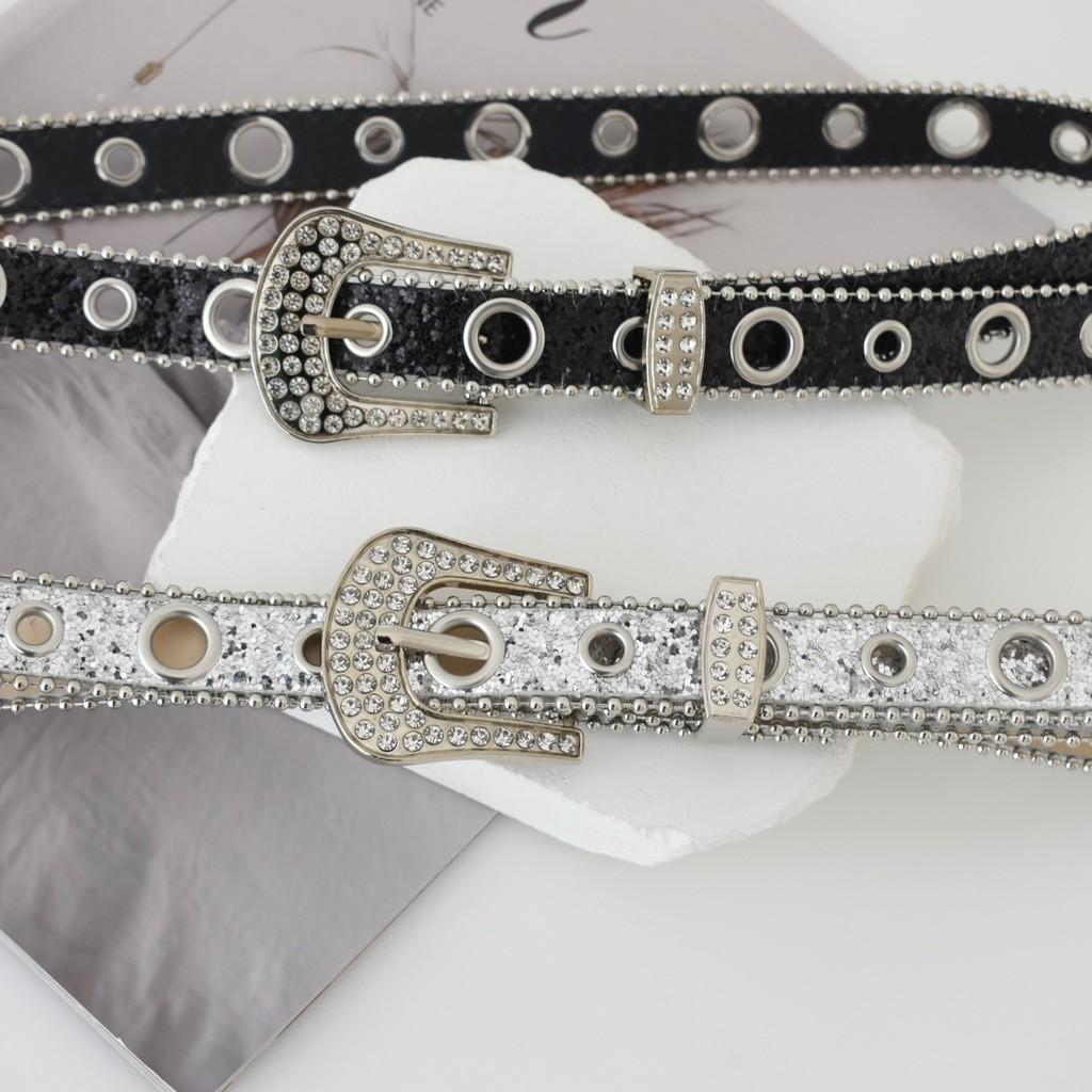 Glittering Rhinestone Women's Belt Stylish Pu Leather Waist Belt For Fashion Lovers