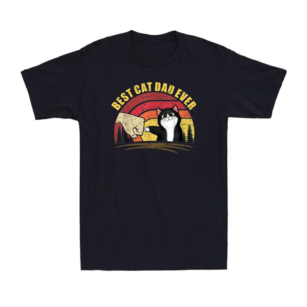 Father s Day Cat Dad Gifts Vintage Best Cat Dad Ever Vintage Sunset T-Shirt XXXXL