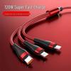 120W Super Fast Charging 3-in-1 Cable with Digital Display for Apple, Huawei, OPPO