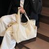 PU Shoulder Bag Women Solid Color Large Capacity Handbag Commuter Tote Bag