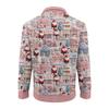 Men's Christmas Cotton Pullover Long Sleeve Outdoor Shirt Vintage Corduroy Button Stand Collar Shirt Casual Sweatshirt Christmas Print Top