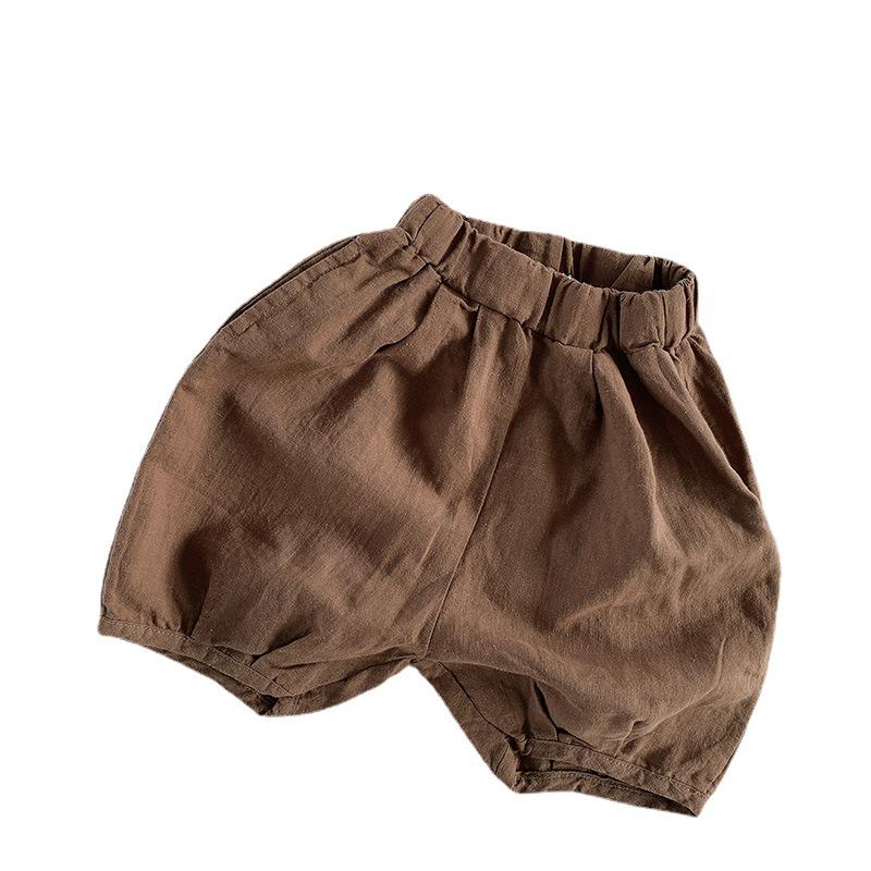 Trendy Cotton Linen Korean-Style Casual Summer Shorts - Unisex Kids' Five-Point Baby Harem Pants