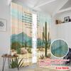 2pcs 2D flat printing Party Curtain Desert Blessing Landscape Polyester Without Electricity Festive Holiday Perfect for Home