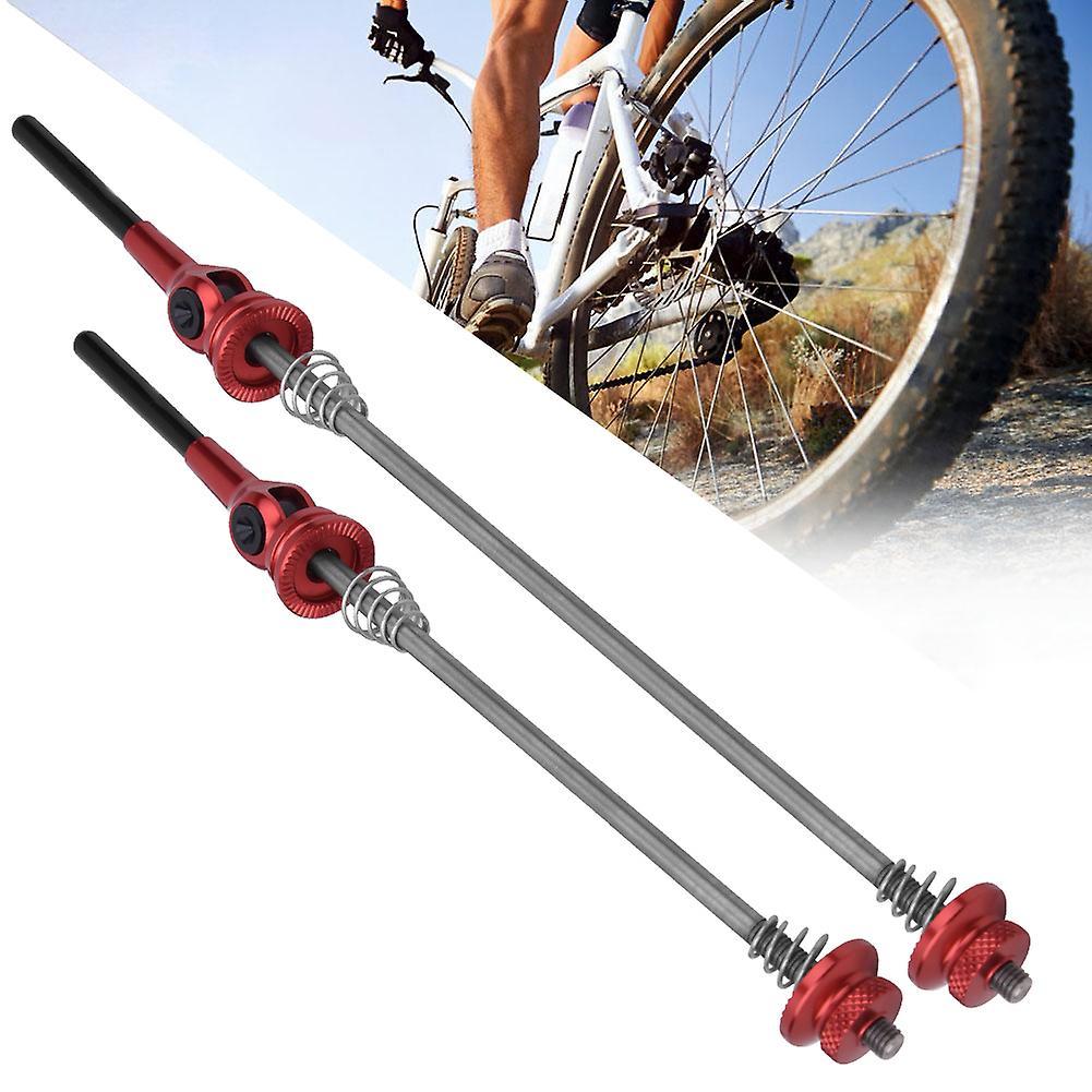 A Pair 6061 Aluminium Alloy TC4T Titanium Alloy Bike Quick Release Lever Front Rear Wheel Skewer SetRed