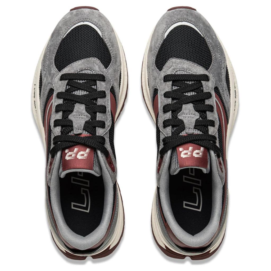 New LiNing Sports Life Collection Anti Slip And Wear Resistant Rebound Low Top Casual Shoes Unisex Gray Black Red AGCU519-3