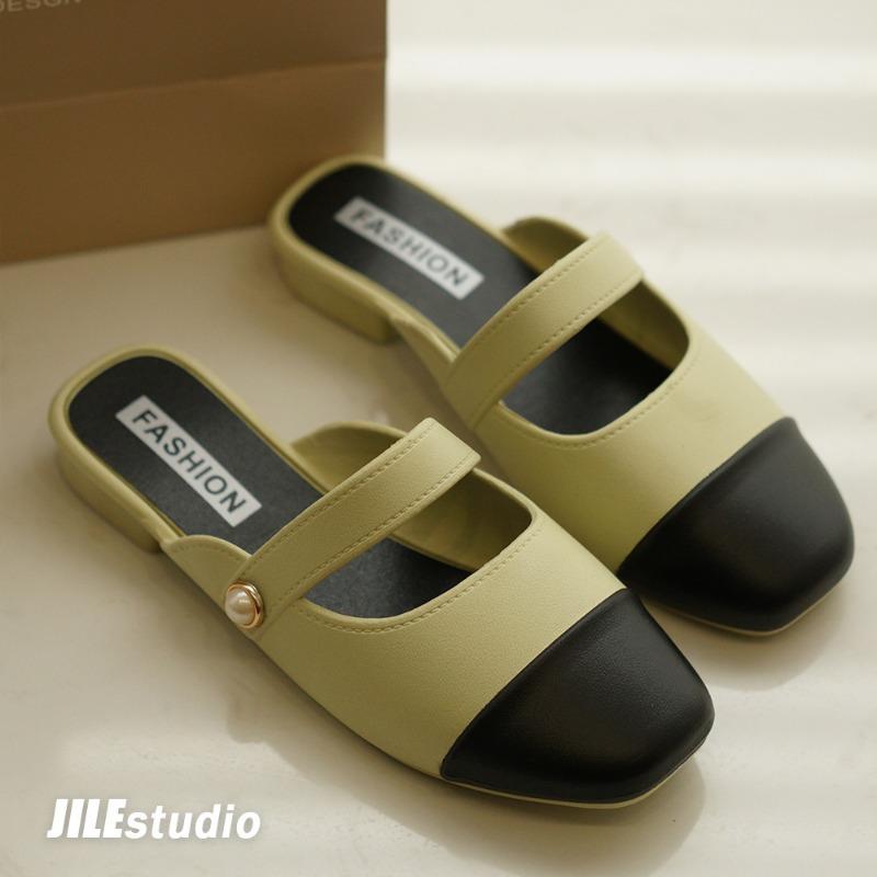 Baotou half slippers women's spring new commuter temperament color matching cool slippers