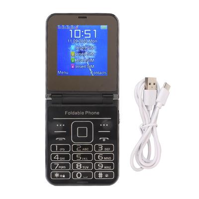 Flip 2G Phone 2.6in Senior Cellphone 2 Screen 1.3MP 4 SIM Cards Standby Big Button Big Digits Loud