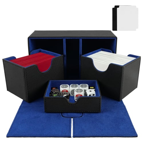 voocye Deck Case, Holds 200 Cards, Trading Card Case, Storage Box, Magnetic, PU Leather, Trading Card Case with 6 Dividers, Compatible with Yu-Gi-Oh!,