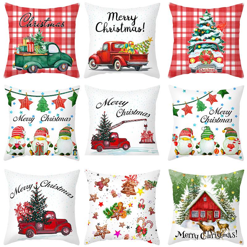 Christmas Pillow Case, Christmas Tree Elk Pillow Case, Peach Skin Cushion Pillow Core, Christmas Atmosphere