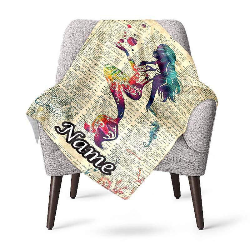 Mermaid Style Customize Your Name Blanket Warm Comfortable And Soft Blankets Are Suitable For Home Chairs Office Sofas Sofas Office Camping And Gifts
