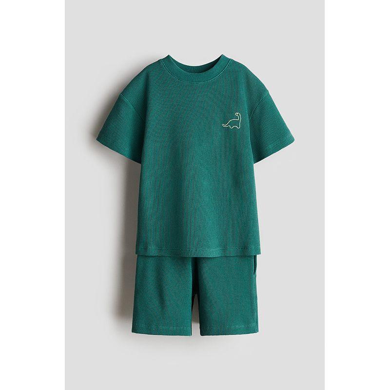 

HM Children s Clothing Boys Fall Suit 2025 New Arrival Waffle Dinosaur Print Short Sleeve Shorts 1281882 Green/Dinosaur 100/56(2-3Y)