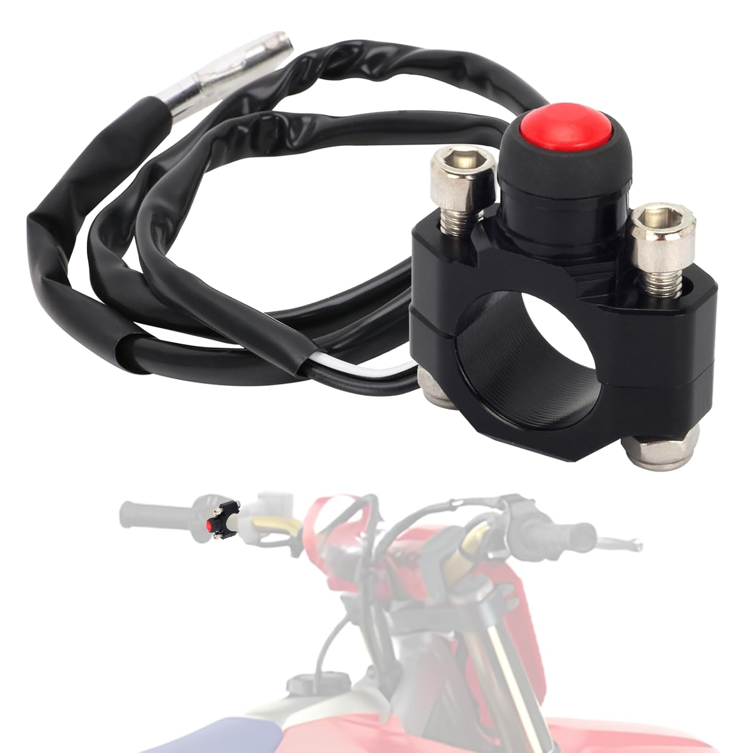 Dirt Bike Kill Switch Motorcycle Engine Stop Start Button Universal CNC Blue - with Mounting Backplate|for Dirt Pit Mini Bike ATV MX Motocross чёрный