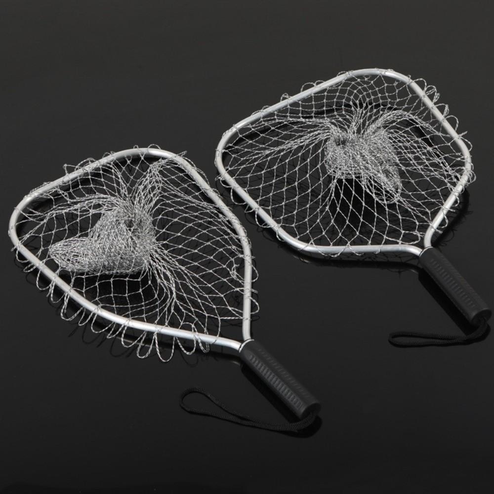 30cm Square Fishing Net Mesh Fishing Landing Net Alloy Material Fishing Catching Basket Anti-hook Large Capacity Portable