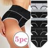 Women's Plus Size High Waist Triangle Shaping Panties 5 Pack Seamless Stitching Breathable Comfortable Underwear