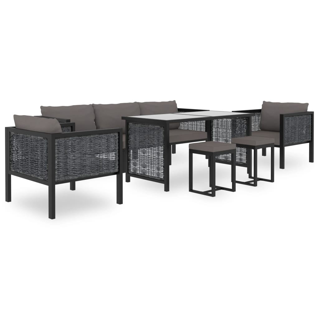 Corner Sofa Unit with Right Armrest Poly Rattan Anthracite