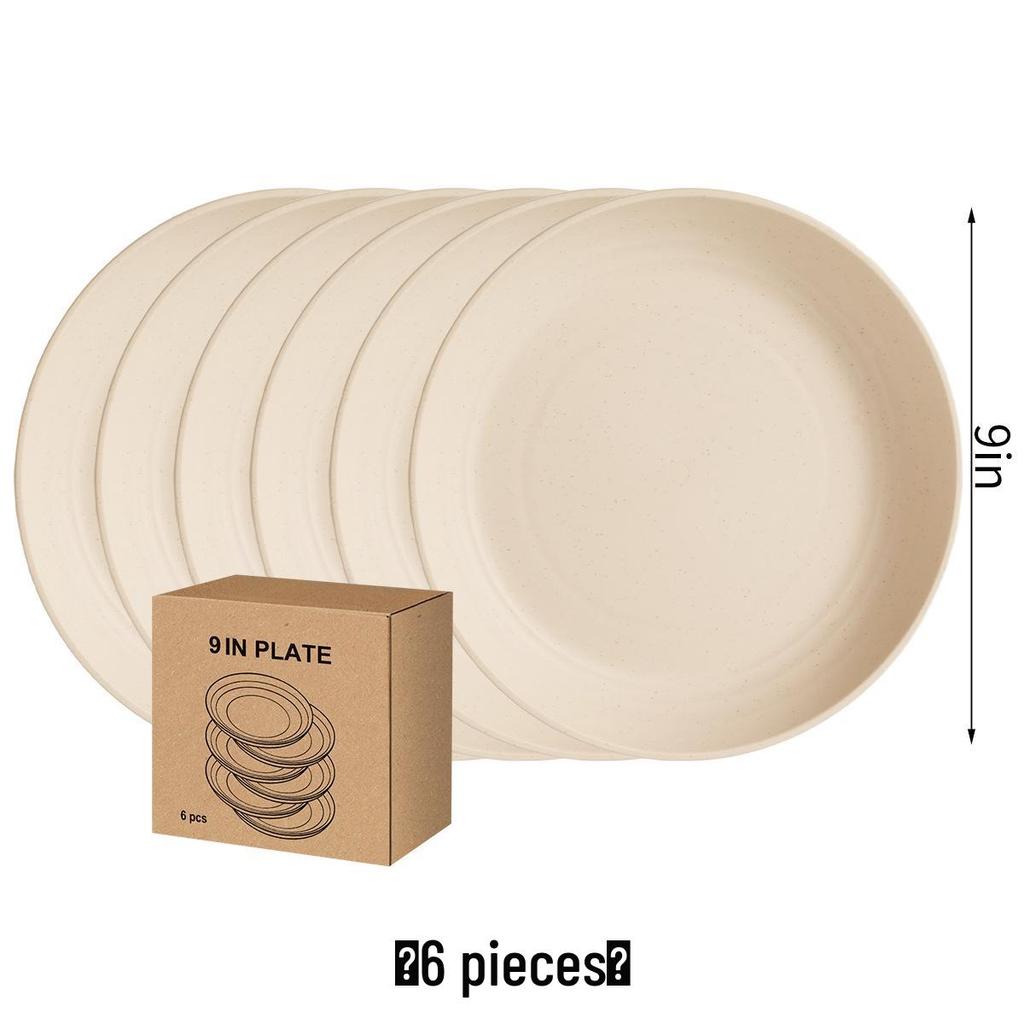 Eco-Friendly Wheat Straw 24-Piece Dinnerware Set: Plates, Bowls, Cups & Cutlery