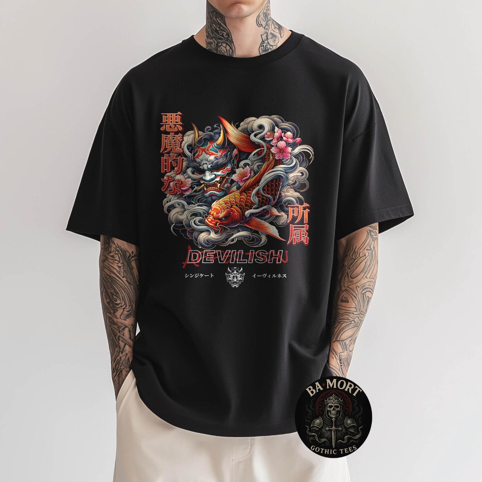 Oni Mask Koi Fish Japanese Tattoo T-Shirt Unisex T-Shirt XXXXL