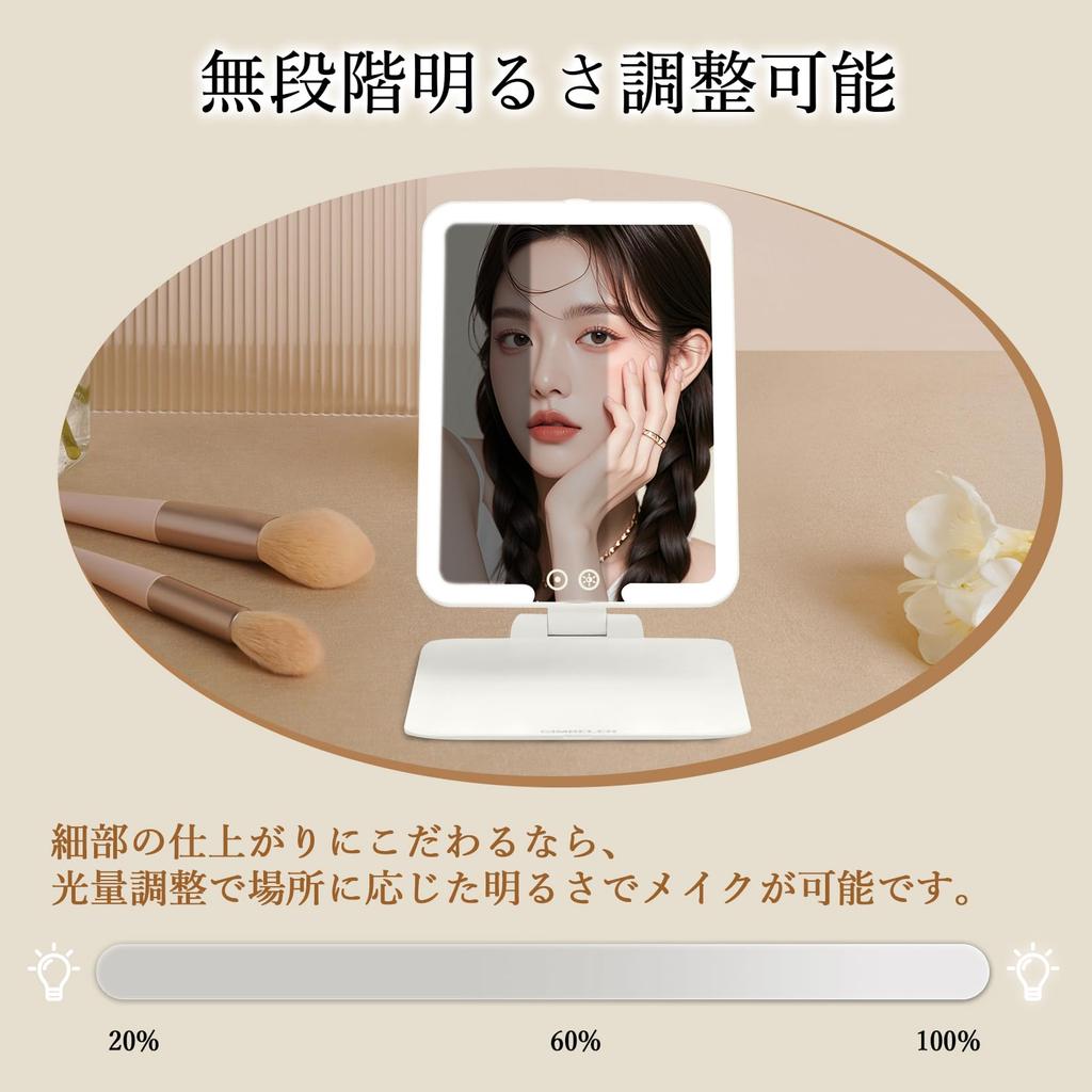 Garvee Actress Mirror with LED Tabletop Makeup Folding Mirror with 10x Magnification Mini Stepless 3 Color Adjustable Angle Light, Mirror, Mirror,