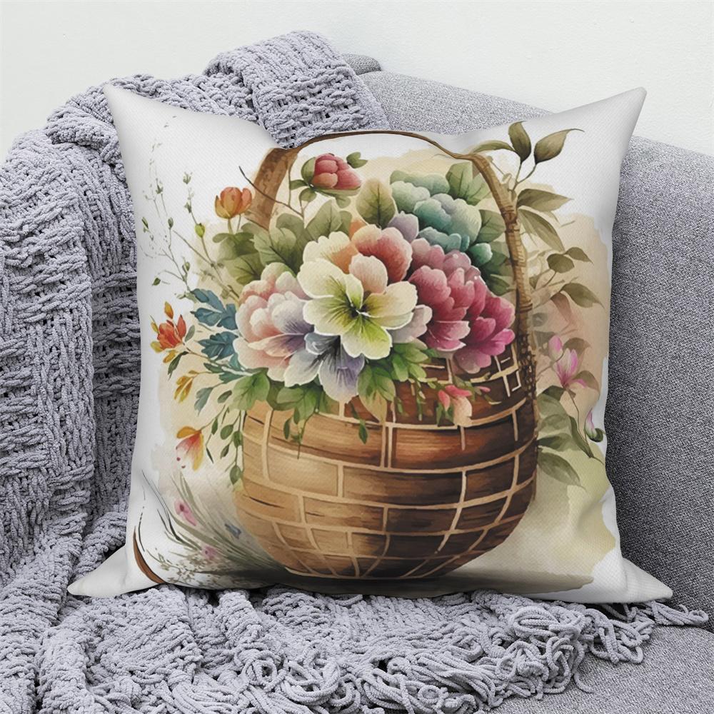 Květinový potisk Dekorativní povlak na polštářek na pohovku auto obývací pokoj Květina Rostlina Polštář