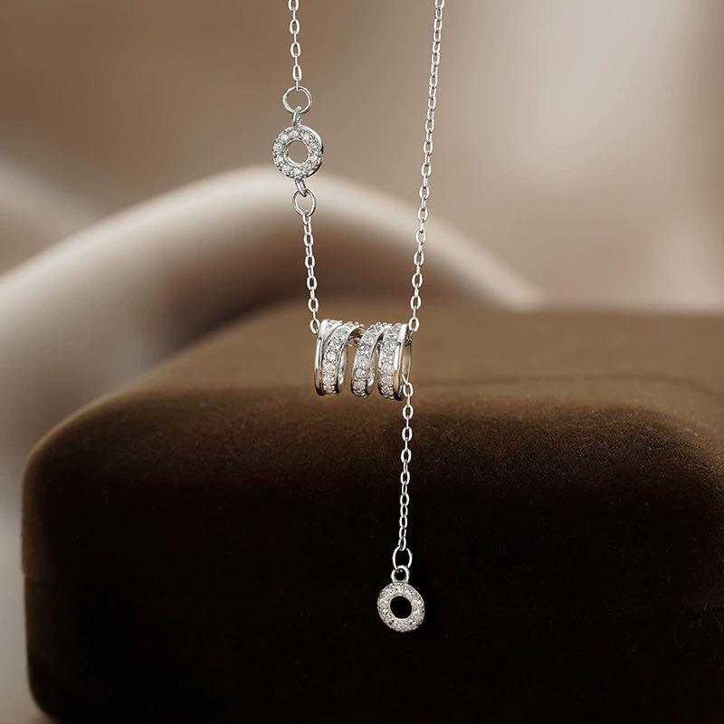 Collar De Plata De Ley 999 Con Colgante De Cintura Pequeña Y Diamantes Para Mujer