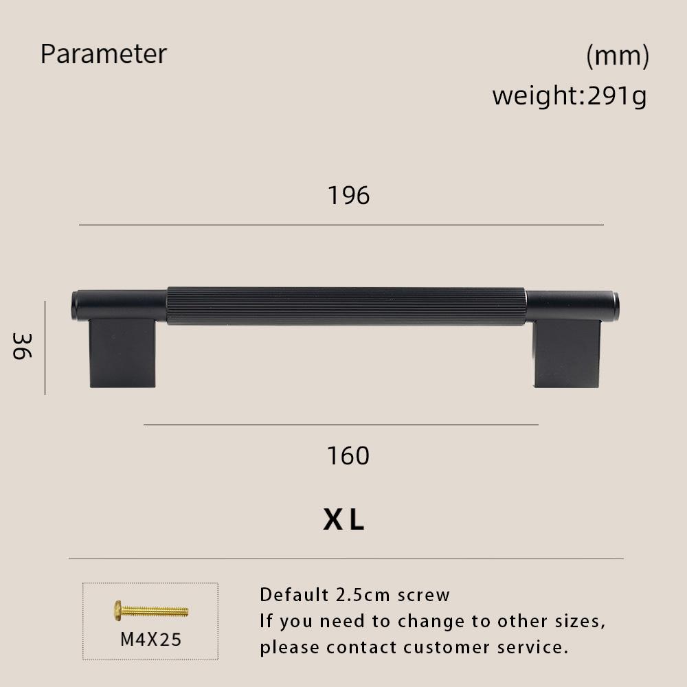 Dooroom Solid Brass Straight Grain Pattern Black Modern Style Cabinet Refrigerator Door Pull Drawer Knobs Hardware Handles