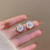 H Letter Gold-Plated Stud Earrings, Alloy with Mother-of-Pearl & Rhinestone – Chic Daily Fashion Accessories for Ladies