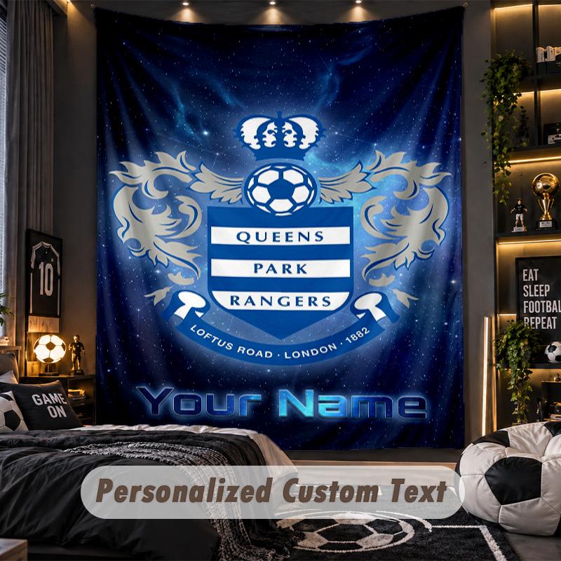 TapestryQueens Park Rangers FC Custom Name Text Personalized Wall Hanging Tapestry Home Wall Decor