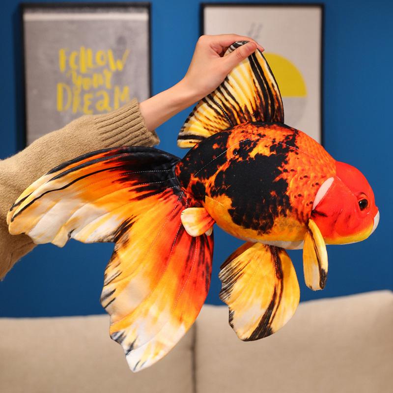 50cm 3D Simulation Gold Fish Plush Toys Lan Shou Fish Doll Pillow For Sofa Living Room Fish Farming Enthusiasts Collect Gift