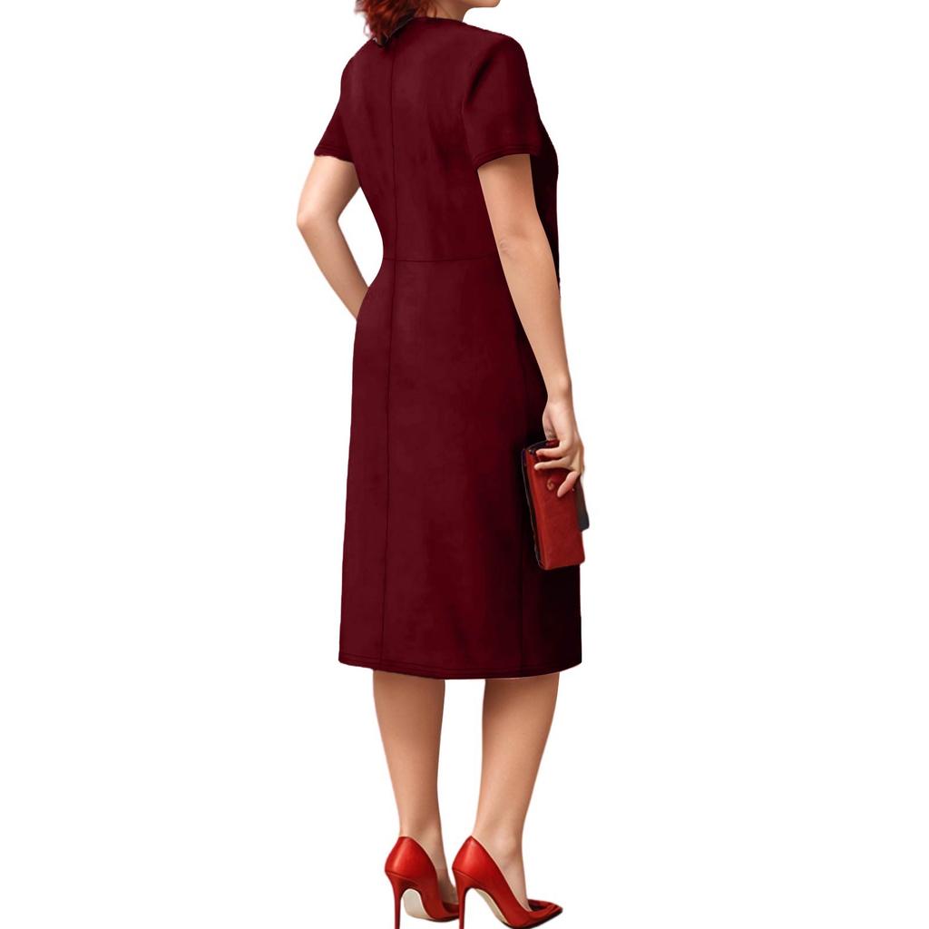 Women's Plus Size Casual Loose-Fit V-Neck Short-Sleeve Dress