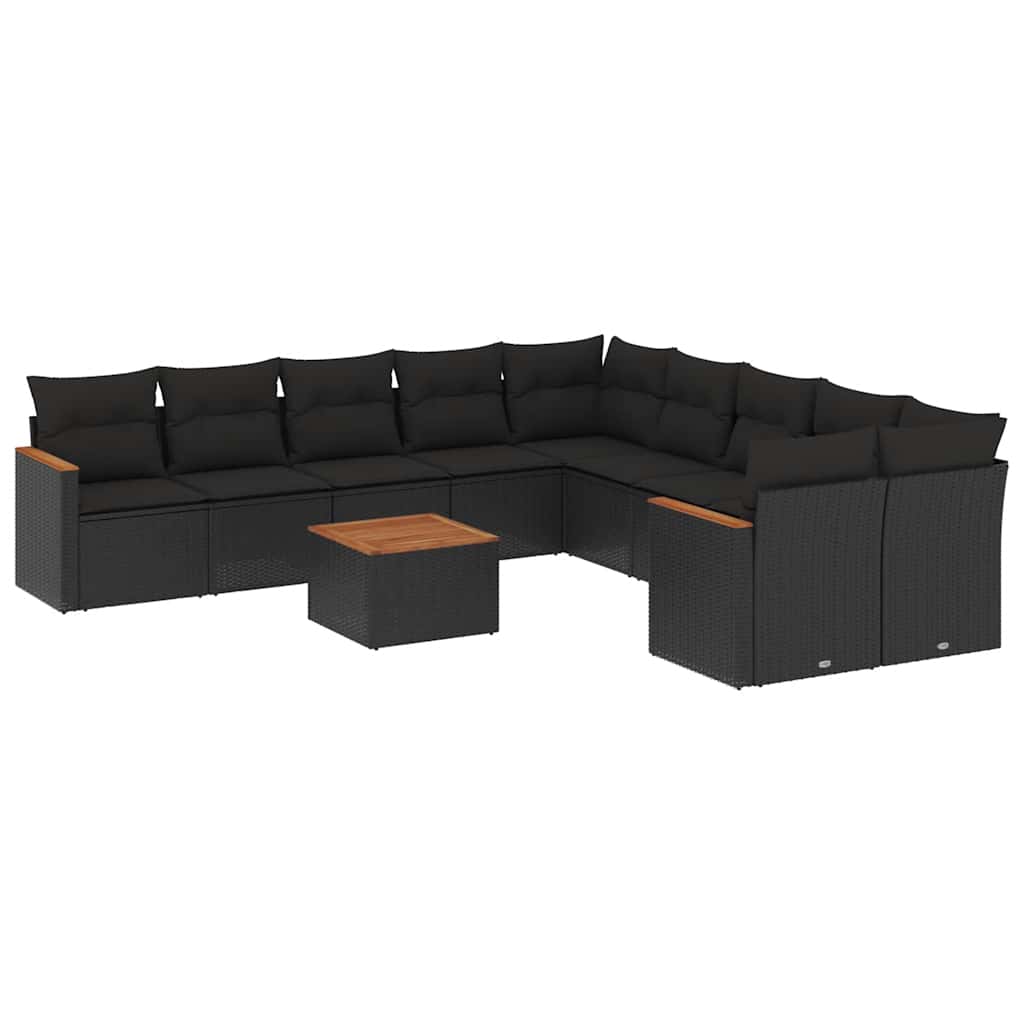 Vidaxl 11-Cz. Set da Giardino, Cuscini Rattan Nero Pe