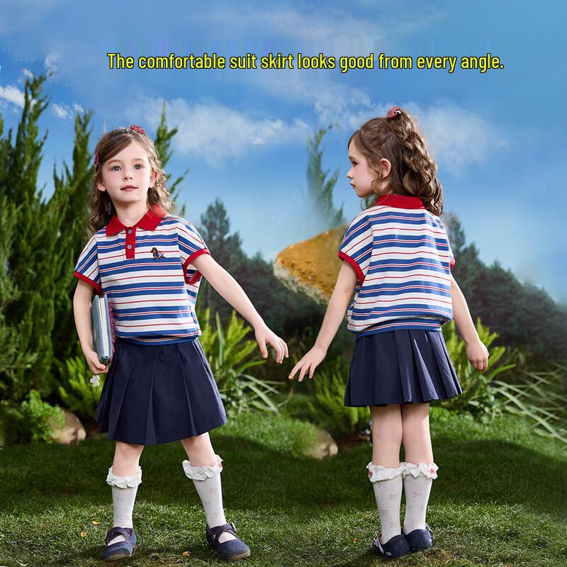 ASK JUNIOR Girls' Summer Polo T-Shirt & Pleated Skirt Set