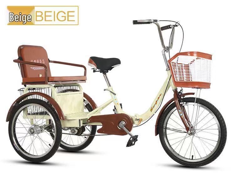Pingxiang Adult Pedal-Powered Tricycle: Two-Seater Mobility Scooter & Rickshaw