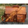 New Men's Real Leather Vintage Brown Messenger Shoulder Laptop Bag Briefcase